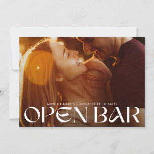 Modern Bold Retro Open Bar FullBleed Photo Wedding Save The Date