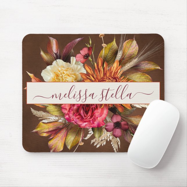 Modern Bold Rustic Floral | Girly Gift Mouse Mat (With Mouse)