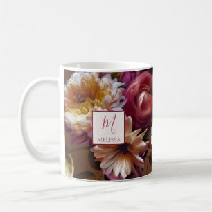 Modern Bold Rustic Floral   Monogram Gift Coffee Mug