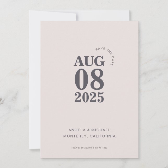 Modern Bold Save The Date Wedding Invitation (Front)