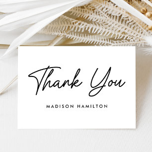 Modern Bold Script Black and White Baby Shower Thank You Card