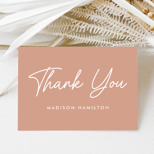 Modern Bold Script Blush Terracotta Baby Shower Thank You Card