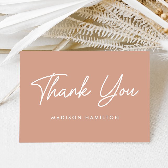 Modern Bold Script Blush Terracotta Baby Shower Thank You Card (Creator Uploaded)