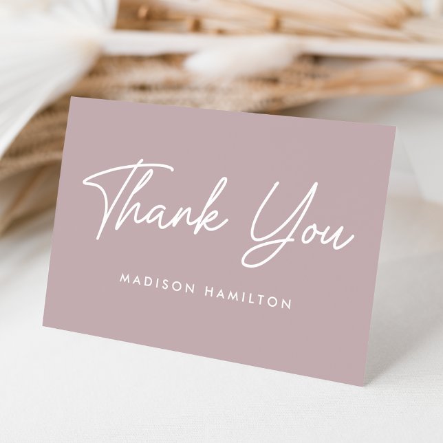 Modern Bold Script Dusty Purple Baby Shower Thank You Card (Creator Uploaded)