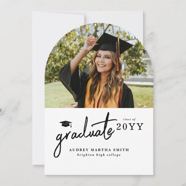 Modern Bold Script Graduate 2 Photo Graduation Invitation (Front)