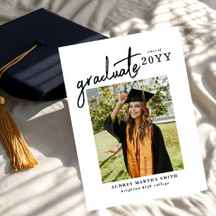 Modern Bold Script Graduate 4 Photo Graduation Invitation