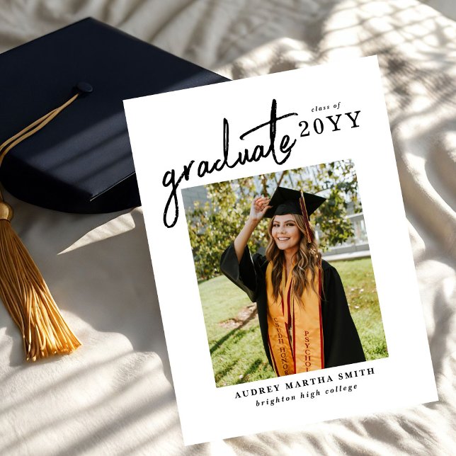 Modern Bold Script Graduate 4 Photo Graduation Invitation (Creator Uploaded)