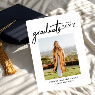Modern Bold Script Graduate 4 Photo Graduation Invitation