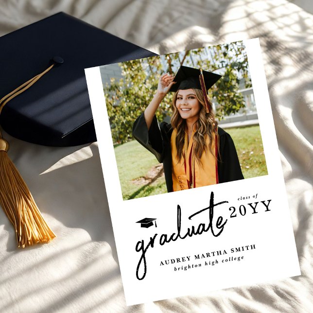 Modern Bold Script Graduate 4 Photo Graduation Invitation (Creator Uploaded)