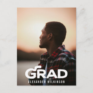 Modern Bold Script Minimal Photo Graduation Party Invitation Postcard