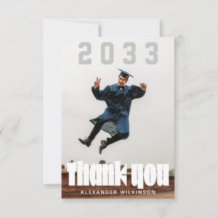 Modern Bold Script Minimalist GRAD Thank You Card