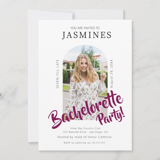 modern bold script  photo bachelorette Invitation  (Front)