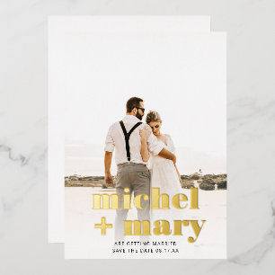 Modern bold script save the date wedding photo