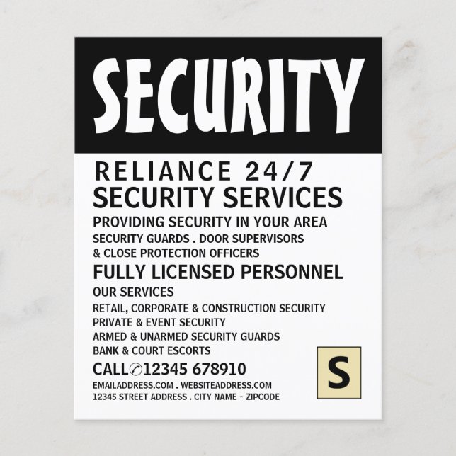 Modern Bold, Security Personnel Advertising Flyer (Front)