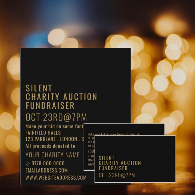 Modern Bold, Silent Charity Auction Event  Business Card (Creator Uploaded)