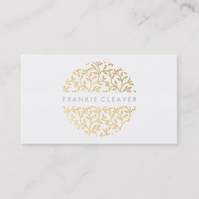 MODERN BOLD SPOT floral pattern gold hand drawn Business Card (Front)