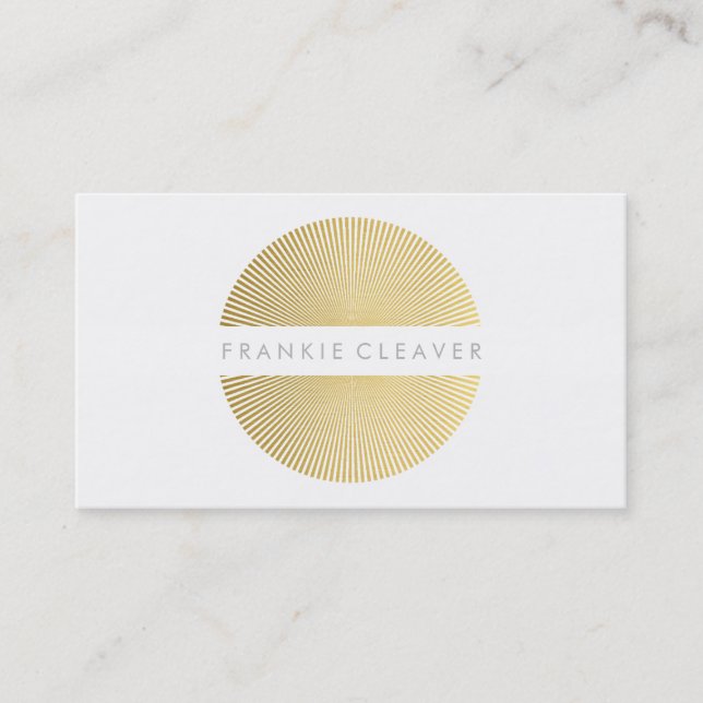 MODERN BOLD SPOT simple smart gold foil sunburst Business Card (Front)