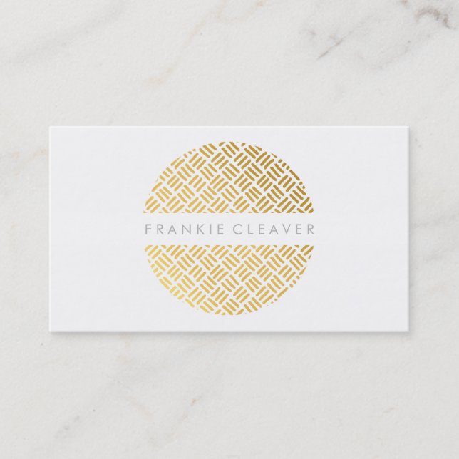 MODERN BOLD SPOT woven pattern gold hand drawn Business Card (Front)