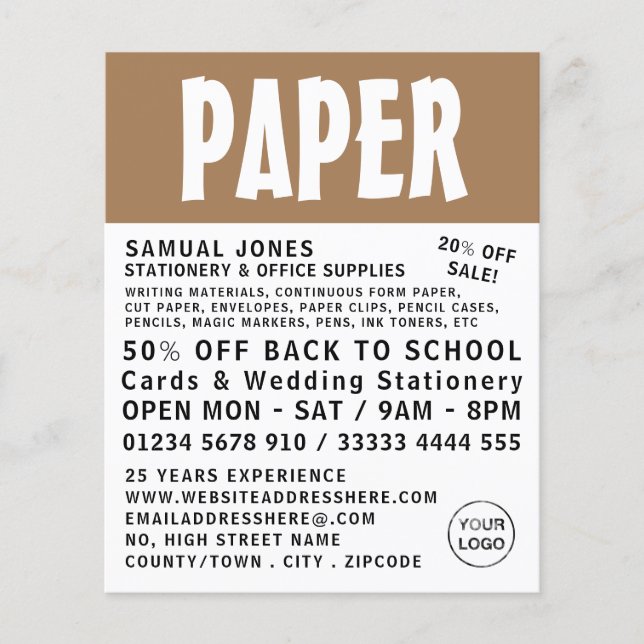 Modern Bold, Stationery & Office Supplies Flyer (Front)