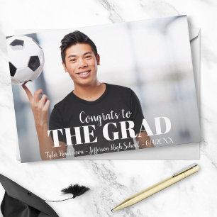Modern Bold Stripe Graduation Photo Party Invite