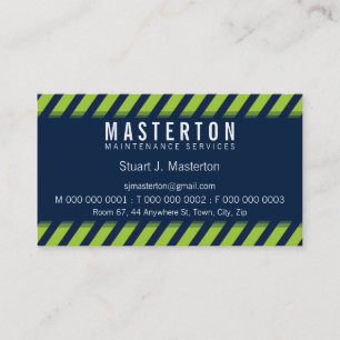 MODERN BOLD STRIPE warning green dark navy blue Business Card