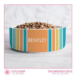 Modern Bold Stripes Personalised Pet Bowl