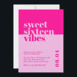Modern Bold Sweet Sixteen Vibes Pink Birthday  Invitation<br><div class="desc">Celebrate your daughter's or loved one's 16th birthday in style with our 'Sweet Sixteen Vibes' Pink Birthday Invitation! This modern and bold invitation is the perfect way to set the tone for a memorable sweet sixteen party. Designed with vibrant pink hues and eye-catching, contemporary fonts, this invitation exudes youthful energy...</div>