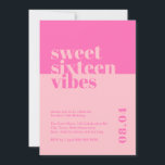 Modern Bold Sweet Sixteen Vibes Pink Birthday  Invitation<br><div class="desc">Celebrate your daughter's or loved one's 16th birthday in style with our 'Sweet Sixteen Vibes' Pink Birthday Invitation! This modern and bold invitation is the perfect way to set the tone for a memorable sweet sixteen party. Designed with vibrant pink hues and eye-catching, contemporary fonts, this invitation exudes youthful energy...</div>