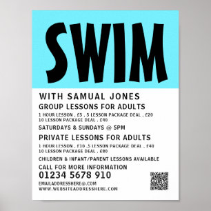 Modern Bold, Swimming Lesson Advertising Poster