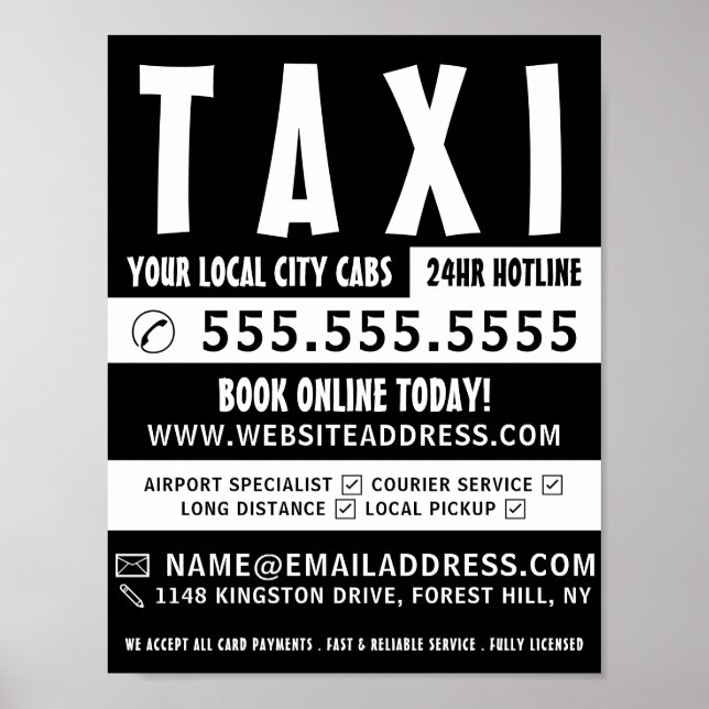 Modern Bold, Taxi Cab Firm Advertising Poster (Front)