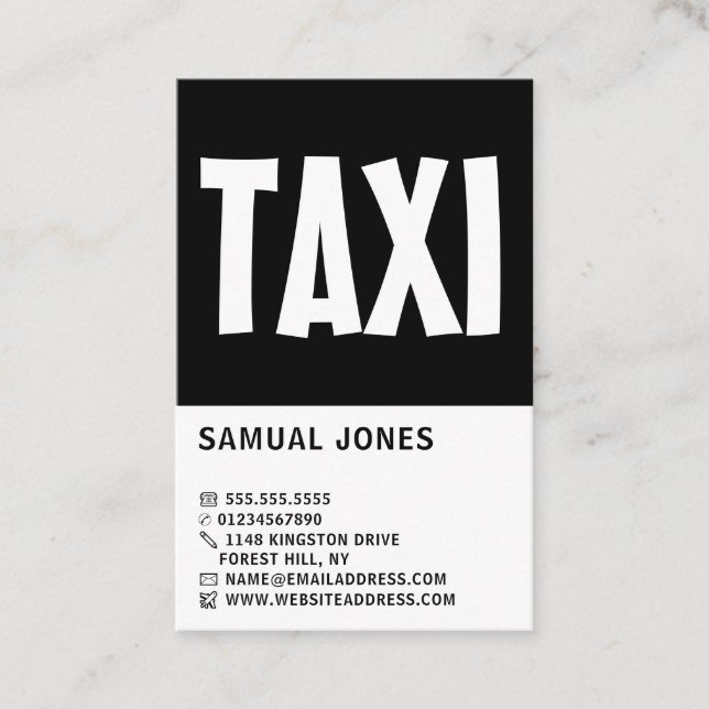 Modern Bold, Taxi Driver, Chauffeur Business Card (Front)