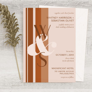 Modern Bold Terracotta Monogram Ampersand Wedding Invitation