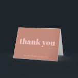 Modern Bold Terracotta Personalised Bat Mitzvah  Thank You Card<br><div class="desc">Personalised Modern Bold Typography Terracotta Pink Bat Mitzvah Thank You Card</div>