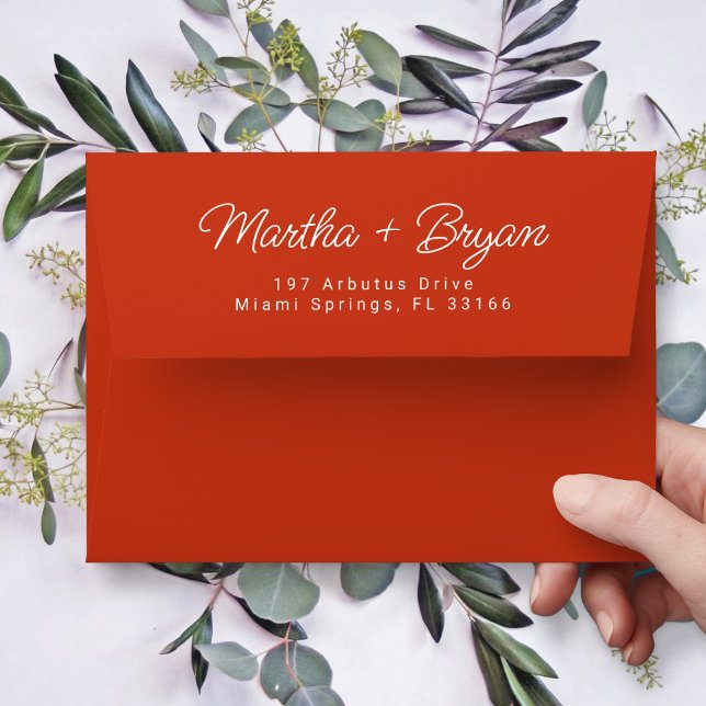 Modern Bold Terracotta Red Wedding Invitations Envelope (Creator Uploaded)