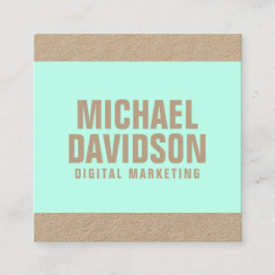 Modern bold text mint lime square business card