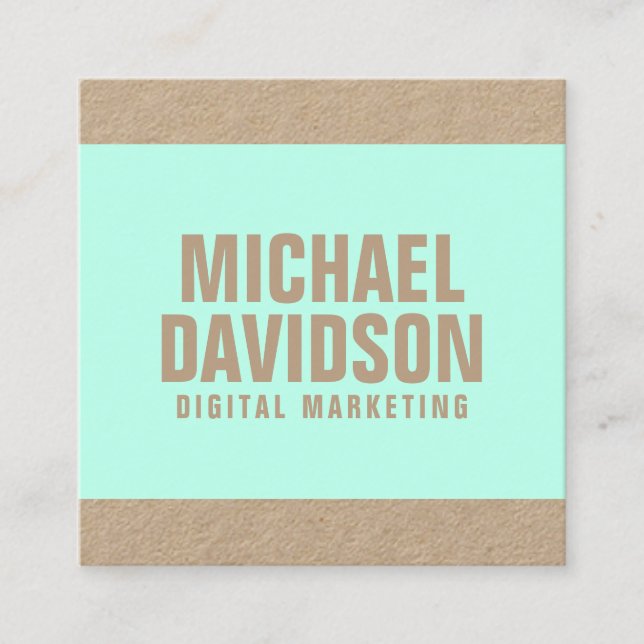 Modern bold text mint lime square business card (Front)