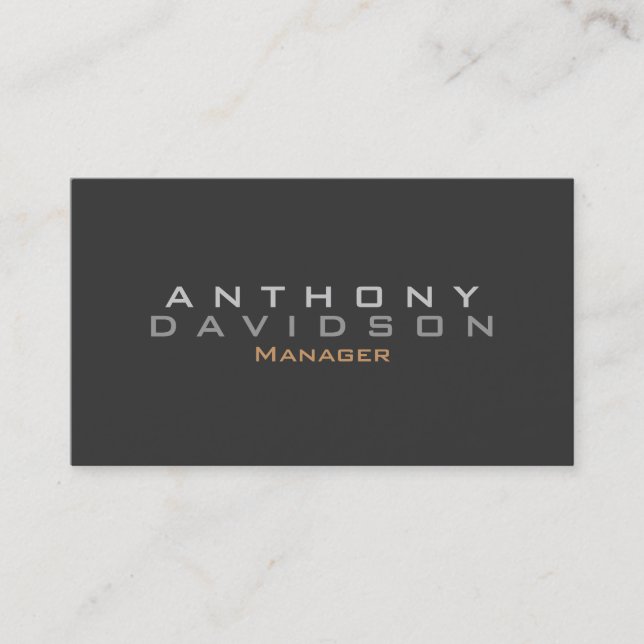 Modern Bold Text Simple Plain Grey Business Card (Front)