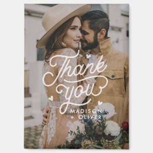 Modern Bold Thank You Typography Photo Wedding Magnet