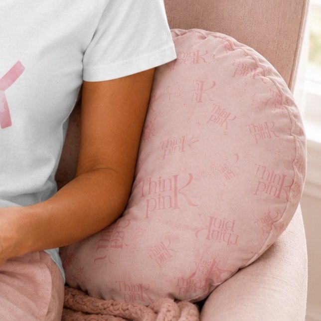 Modern Bold Think Pink Freak Typography Round Cushion (Creator Uploaded)