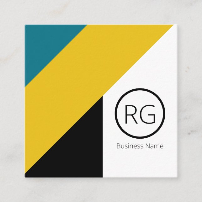 Modern Bold Tones Monogrammed Personalised Square Business Card (Front)