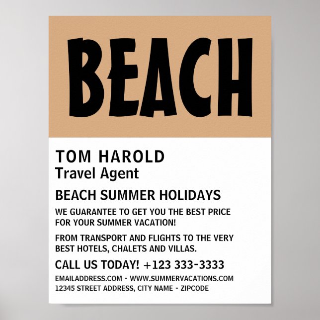 Modern Bold, Travel Agent Advertising Poster (Front)