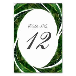 Modern Bold Tropical Leaves Wedding    Dark Table Number