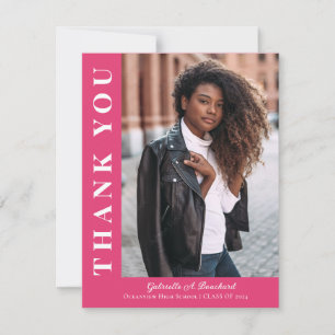 Modern Bold Two Photo Graduation Thank You Card 