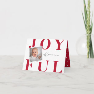 Modern Bold Type Photo Christmas Card Red