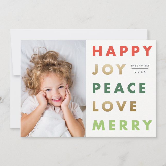 Modern Bold Type Photo Christmas Holiday Card (Front)
