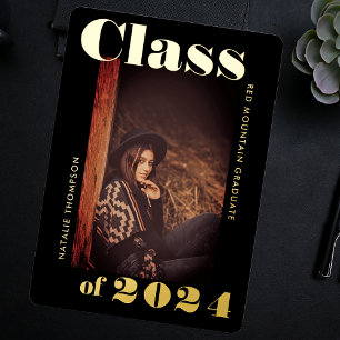 Modern Bold Typography 2024 Graduation Party Black