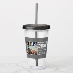 Modern Bold Typography 4 Photo Collage Graduation Acrylic Tumbler