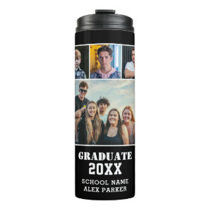 Modern Bold Typography 4 Photo Collage Graduation Thermal Tumbler