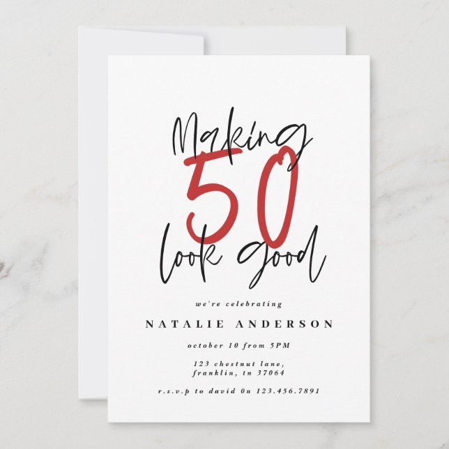Modern bold typography 50th birthday party (Front)
