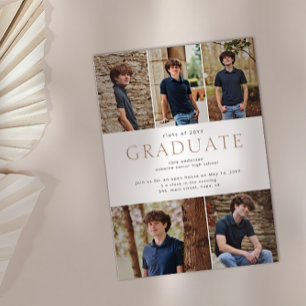 Modern Bold Typography 5 Photo Collage Graduation  Announcement